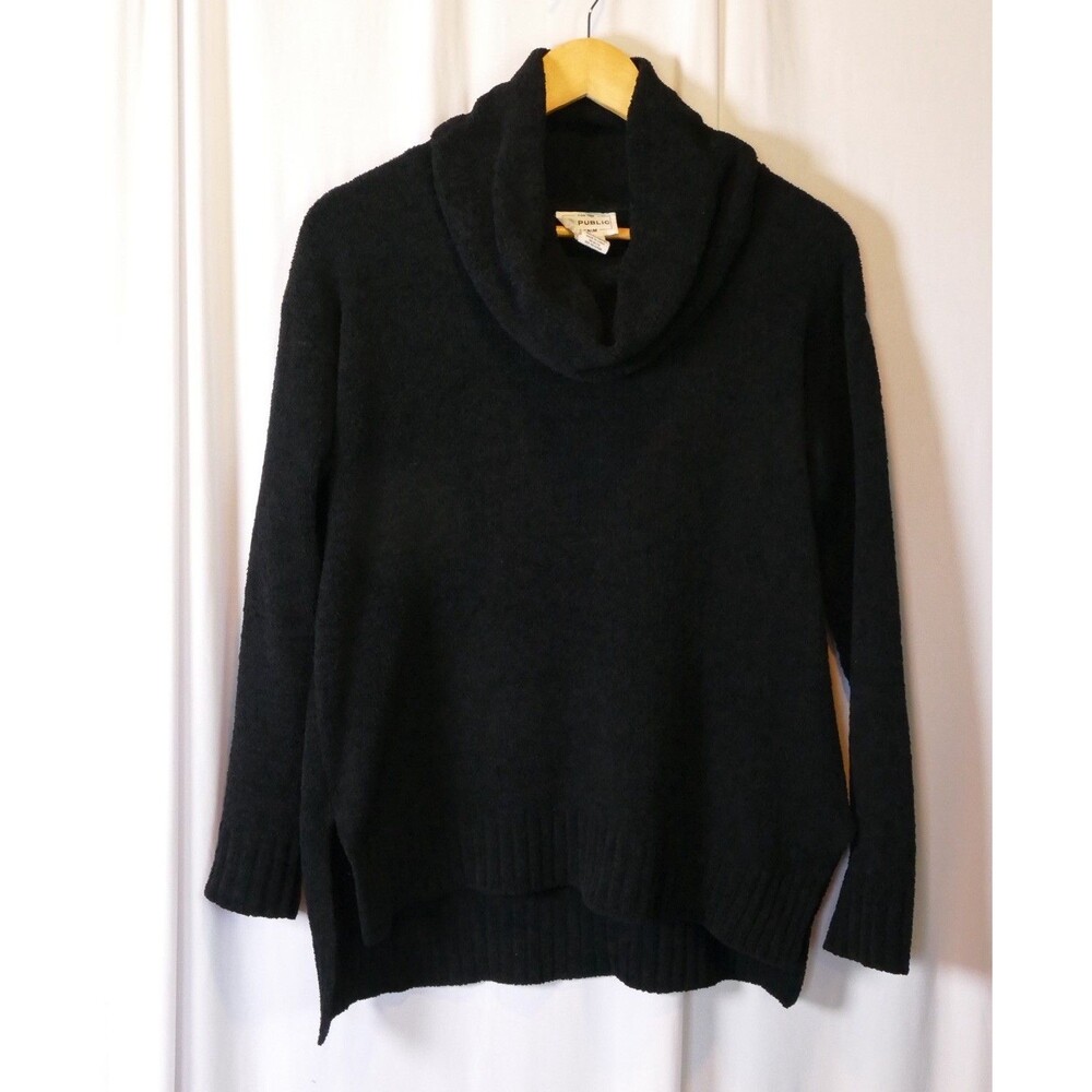 For The Republic Denim Cowl Neck Cozy Fall Sweater Black Size M